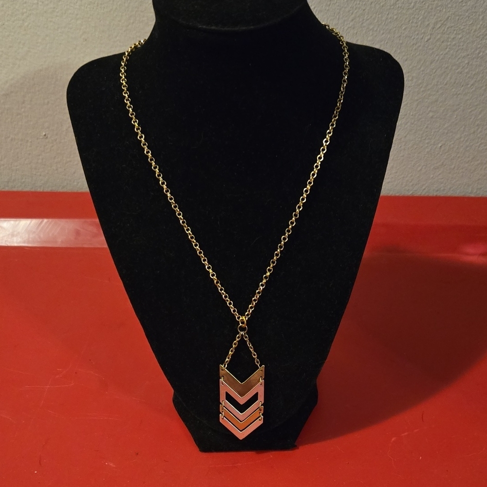 Gold Chevron Pendant Necklace